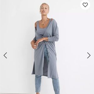 NWT Madewell Duster Cardigan Twin Set, Sz XS, sunfaded indigo color